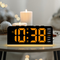 Reloj Despertador Digital LED Grande con Luz Ambiental, Visualización de Fecha y Semana, Función de Repetición, Reloj de Escritorio Moderno para Dormitorio u Oficina