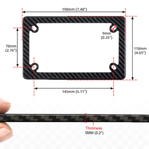 Support de plaque d'immatriculation de moto en fibre de carbone véritable, taille standard américaine, produit de modification - Product Image 2