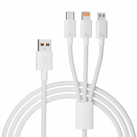 Kabel Data 3m 3 in 1 6A Tipe C ke 8 Pin Micro PVC Pengisian Cepat Sinkronisasi Data untuk 66W untuk Ponsel Android Kamera Mobil HD 1.2M OEM ODM