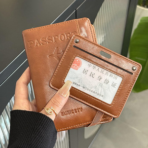 Custom Dark Brown PU Leather Multifunctional Travel <b>Wallet</b> Anti-Theft Card Passport Holder Certificate Storage Air Ticket <b>Wallet</b> - Product Image 4