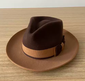 Chapeaux Fedora à large bord en laine NL131 pour femmes et hommes avec <span class=keywords><strong>ceinture</strong></span> réglable à <span class=keywords><strong>boucle</strong></span> |   Chapeau Panama Classique Élégant Protection Solaire - Product Image 1