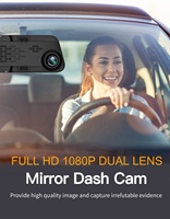 Kamera Dasbor Cermin 12 Inci Kamera Mundur 1296P Full HD Cermin Pandang Belakang Pintar untuk Mobil Kamera Ganda Depan dan Belakang 1080P
