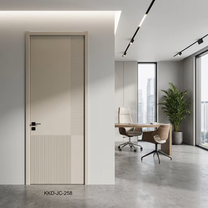<span class=keywords><strong>Porte</strong></span> intérieure en bois minimaliste moderne avec poignées et serrure, fermeture silencieuse - Product Image 2