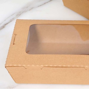 Eco-Friendly Kraft Paper Meal <b>Box</b> Window Disposable <b>Lunch</b> <b>Box</b> for Snacking Rectangular Fried Chicken Bento Takeaway <b>Box</b> Fruit - Product Image 3