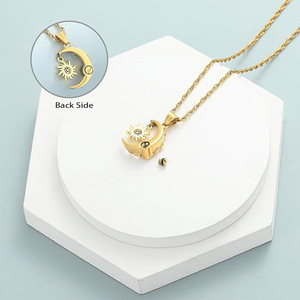 Kişiselleştirilmiş Tungsten Güneş Ay Gül Elmas Külleri Anıt Kolye Açılır Evcil Hayvan Tüyü Kutusu - Product Image 3