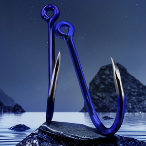 Высокоуглеродистая сталь 1 #-12 # синее кольцо с петлей и колючей коробкой для рыболовных крючков подходит для хранения речной воды рыболовные снасти - Product Image 2