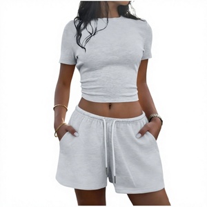 OEM Workout <b>Sets</b> for Women Soft Fitted Crop <b>Tops</b> with <b>Shorts</b> <b>Sets</b> Sports Athletic Matching Outfits Tracksuit 2 Piece <b>Set</b> - Product Image 5