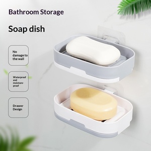 Wholesale New Double-layer <b>Soap</b> <b>Holder</b> Suction Cup Wall-mounted Rack Household Draining Box No-drill Storage for Bathroom - Product Image 4