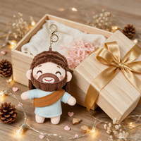 Porte-clés en peluche personnalisé Jésus, vente en gros, breloque de sac religieuse chrétienne, jouet en peluche doux et mignon pour enfants, cadeau de Noël