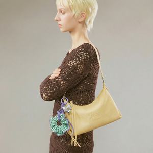 Модный настраиваемый брелок-резинка для волос из зеленой ткани в клетку, с милым подвесом-бантом из искусственной кожи и подвеской-сердечком, трендовый аксессуар для женских сумок - Product Image 2