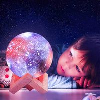 Lampe de ciel étoilé télécommandée en PVC imprimé en 3D Colorful Planet Moderne 16 couleurs Lumière lunaire avec alimentation CC Rechargeable