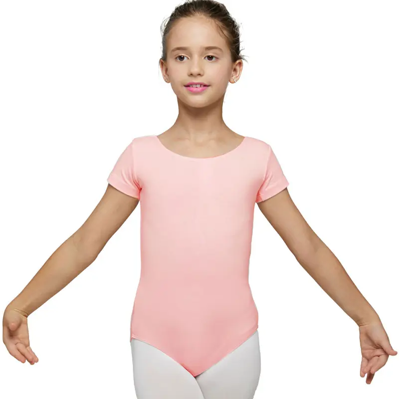 AM000047 vente en gros de justaucorps de danse de Ballet d'entraînement de gymnastique à manches courtes pour filles