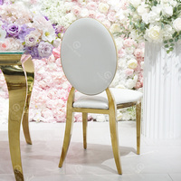 Chaises d'hôtel en acier inoxydable Mary White en cuir PU pour banquets, mariages, événements, fêtes et salles de réception, restaurants