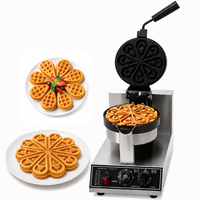Pembuat Waffle Bentuk Tetesan Air Komersial Anti Lengket 220V Stainless Steel dengan Baki Tetesan yang Dapat Dilepas, Pemanas Dua Sisi, Pengatur Suhu