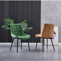 Chaise de Salle à Manger de Restaurant Moderne Luxe Nordique Vert Bleu Gris Rembourrée en Tissu Velours pour Table de Salle à Manger