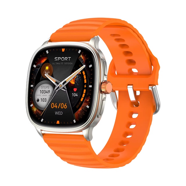 HK73 Stylish Slim Smart Watch 1.73 Inch AMOLED HD Screen BT Call Metal Rotating Crown IP68 Waterproof Voice Assistant Smartwatch