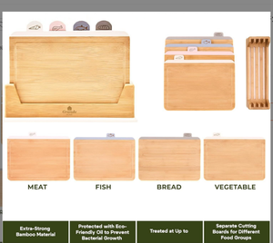 Set di taglieri di bambù naturale con supporto in legno da cucina tagliere per un taglio efficace della cucina - Product Image 6