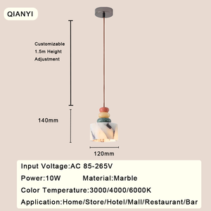 Lustre suspendu pour café, magasin de vêtements, chambre à coucher, salon, couloir d'entrée, style confortable, en marbre, de luxe, avec éclairage artificiel - Product Image 6