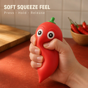 Juguete Antiestrés de Pimiento de Ojos Grandes, Juguete Sensorial Deformable de TPR, Divertido Squishy de Vegetal - Product Image 2