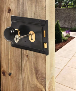 2 Leviers Double Main Jante Réversible Deadlock Fer Laiton Noir Finition Clé pour Hanged Heds Gates - Product Image 4