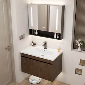 Muebles De <span class=keywords><strong>Baño</strong></span> Económicos Para Colgar En La Pared De Aluminio Panal De Abeja Con Lavabo Individual Gabinetes Flotantes De Almacenamiento - Product Image 1