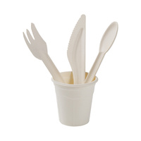 Ensemble de couverts compostables en bagasse de canne à sucre, écologiques, jetables, de qualité alimentaire, pour événements et repas à emporter