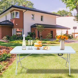 <b>Foldable</b> <b>Plastic</b> <b>Table</b>, Portable Heavy Duty <b>Table</b> for Camping, Picnic & Party, Multiple Sizes Available, White - Product Image 5