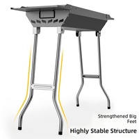 Barbecue portable pliable de grande taille pour l'extérieur, avec grille épaissie, pour poisson grillé, viande et grillades fumées, ensemble complet