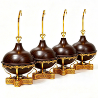 BOSAI 8L Réchaud de buffet circulaire marron/doré avec système de bain-marie suspendu plaqué or pour buffet libre-service