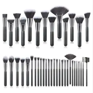 Customized High Quality Full Complete Professional Makeup Artist Makeup Brush Set 40pcs Black Make Up Brushes With Pouch