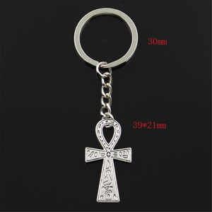 Porte-clés en alliage métallique plaqué argent antique et bronze antique, motif clé <span class=keywords><strong>de</strong></span> vie <span class=keywords><strong>Ankh</strong></span>, 39x21MM, souvenir, cadeau - Product Image 3
