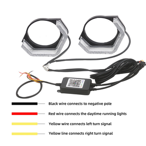 Projecteur bi-LED I8 avec anneaux lumineux RGB en cristal, contrôle par application, lumière colorée pour la rénovation des phares de voiture - Product Image 2