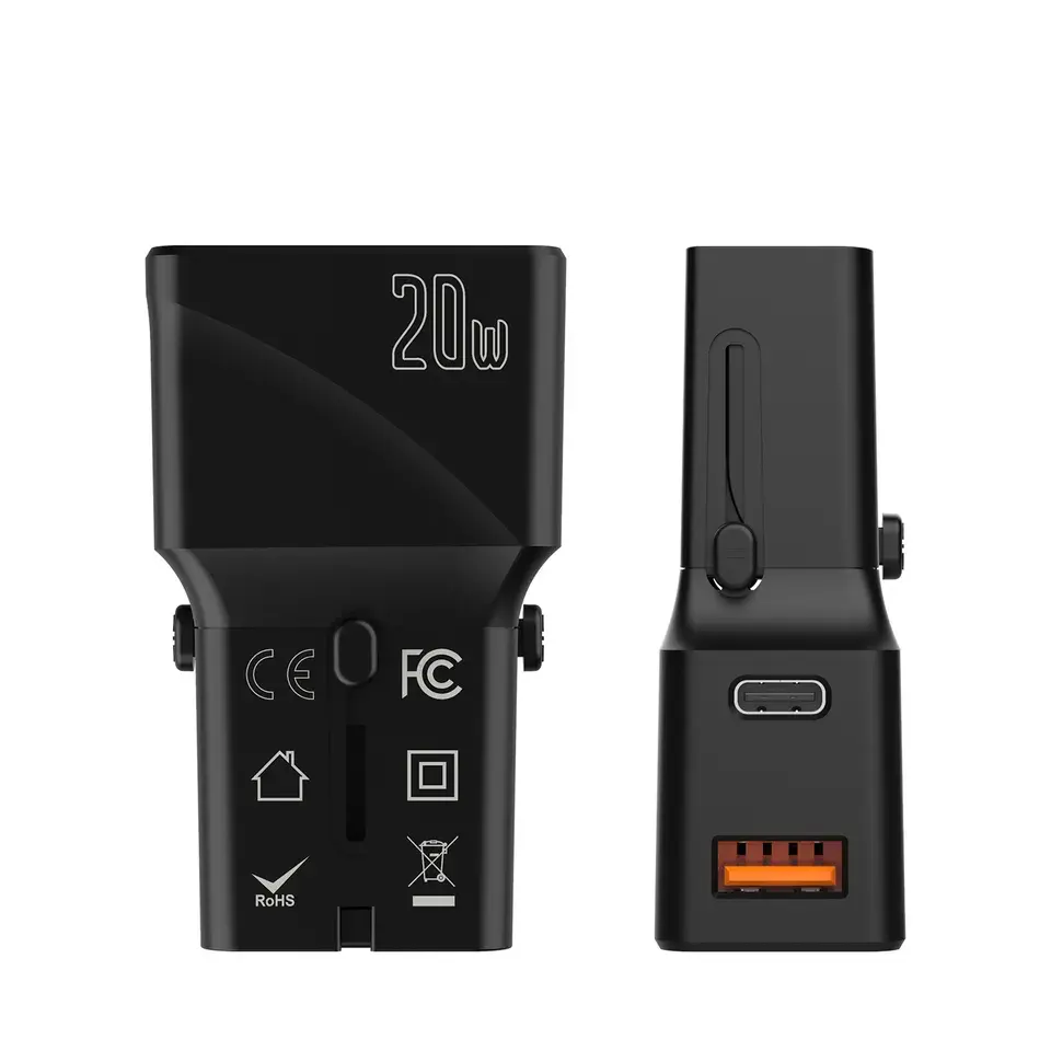 Desain Baru 2022 Portabel Saku 20W Stasiun Pengisian Cepat Universal Power Adapter Multi Plug Outlet USB Travel Charger