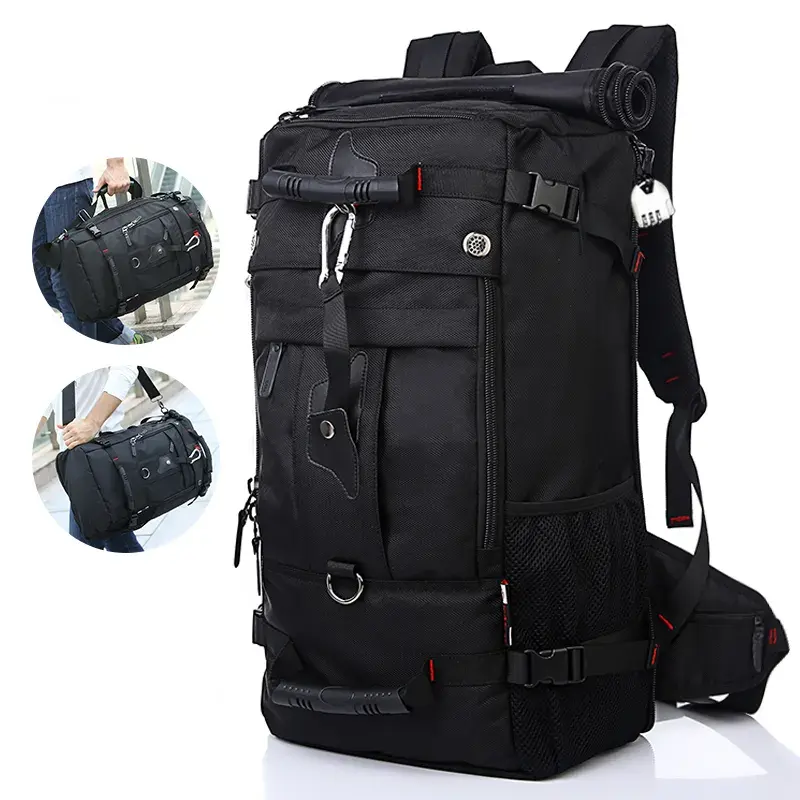 Fashion cool mens logo personalizzato bagpack 50L zaino da montagna avventura all'aperto viaggiare zaino da trekking tattico impermeabile