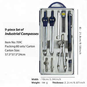 Compás <span class=keywords><strong>de</strong></span> Dibujo Metálico para Estudiantes, Material Duradero <span class=keywords><strong>de</strong></span> Aleación <span class=keywords><strong>de</strong></span> Zinc, Juego <span class=keywords><strong>de</strong></span> Dibujo Mecánico Especializado para Ingeniería Civil - Product Image 1