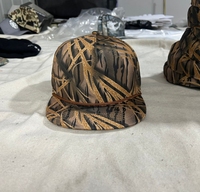 Personnalisé Brodé Canard Camo Chasse Casquette Hommes En Plein Air 5 Panneau Structuré Corde Snapback Chapeaux avec Corde Oiseaux Couleur Bloc Casquette
