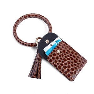 Cross-border hot-selling bracelet tassel card holder wristband PU leather card holder key coin <b>purse</b> tote bag - Product Image 3