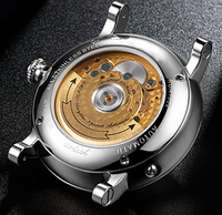 Montres en acier pour hommes, personnalisées en usine, avec cadran squelette, calendrier et affichage de la réserve de marche, pour marque privée