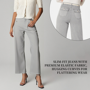 กางเกงยีนส์ขายาวเก้านาทีกางเกงแฟชั่นร้อยแบบขากว้างทรงหลวมแนวการค้าต่างประเทศสินค้าใหม่2025 - Product Image 3