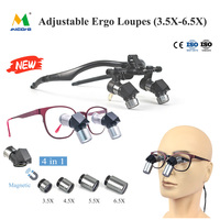 Loupes médicales interchangeables 4 en 1 avec grossissement réglable 3,5X 4,5X 5,5X 6,5X Loupes chirurgicales ergonomiques pour dentistes