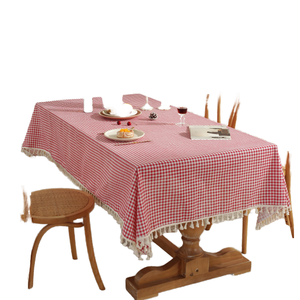 <span class=keywords><strong>Nappe</strong></span> de table Hapton classique <span class=keywords><strong>rouge</strong></span> <span class=keywords><strong>et</strong></span> blanche en coton <span class=keywords><strong>et</strong></span> lin tissé, sans plis, à <span class=keywords><strong>carreaux</strong></span> vintage, avec pompons - Product Image 1