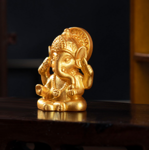 รูปปั้นพระพุทธรูปแกนีชาสีทองขนาดเล็ก 3 มิติ สไตล์เอเชียตะวันออกเฉียงใต้ รูปปั้นพระพุทธเจ้าไทย รูปปั้นพระพุทธศาสนาอินเดีย ทำจากเรซิ่นสีทอง - Product Image 3