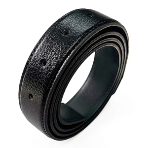 Sangle de ceinture de rechange en cuir de vachette véritable classique à 5 trous de 33 mm, fabrication coréenne, 120 cm, sans boucle, pièce de rechange compatible - Product Image 1
