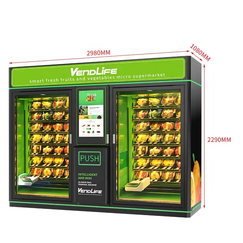 2024 New Trend Healthy Conveyor Belt Fresh Salad Fruit Vegetable Combo Vending Machine vendo machine Self-service