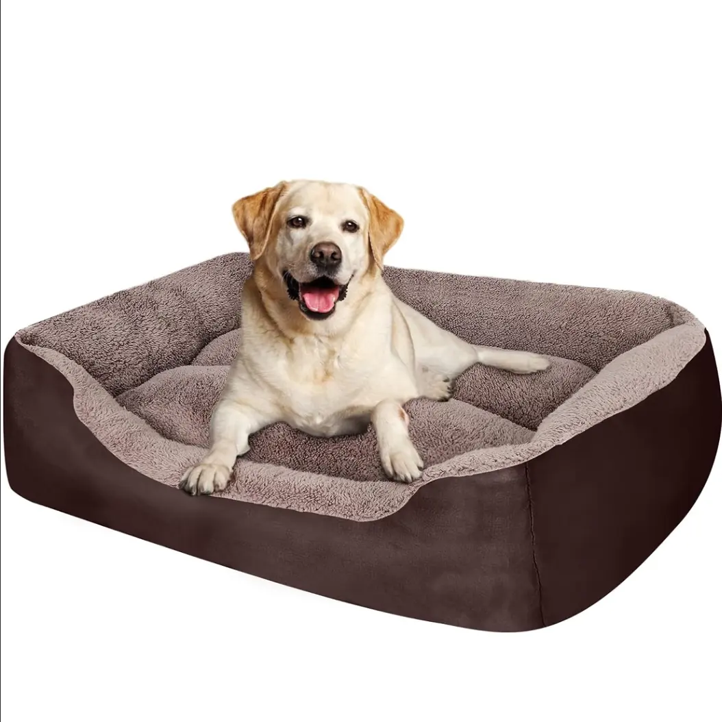 Médio grande cão sofá-cama máquina lavável retângulo respirável macio estofamento com fundo antiderrapante Pet Bed