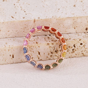 Anillo de zafiro de color de corte esmeralda de diamante natural de oro rosa de 18 quilates de lujo personalizado Buena entrega de gama alta para regalo de boda o cumpleaños - Product Image 5