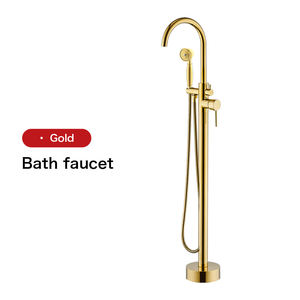 ชุดก๊อกน้ำอ่างอาบน้ำแบบตั้งพื้น 2 ฟังก์ชัน ตัวก๊อกทองเหลือง - ช่องน้ำออกหมุนได้ ติดตั้งมุม แบบยุโรป พร้อมฝักบัวแบบโทรศัพท์ - Product Image 3