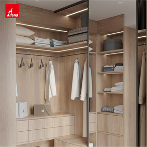 Sistema Modulare per Camera da Letto Alland, Scaffale <span class=keywords><strong>con</strong></span> Cassetti, Organizzatore in Legno, Design per <span class=keywords><strong>Armadio</strong></span> Piccolo <span class=keywords><strong>con</strong></span> Specchio - Product Image 3