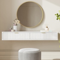 Coiffeuse murale blanche suspendue en bois pour chambre à coucher avec 2 tiroirs