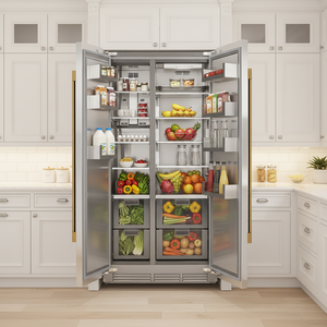 Réfrigérateur côte à côte <span class=keywords><strong>noir</strong></span> de 480 L avec grande poignée, intérieur en acier inoxydable 304, Inverter No Frost - Product Image 2